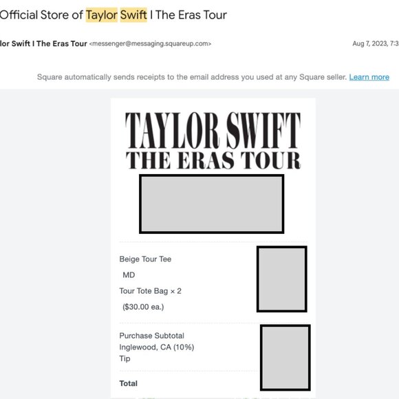Taylor Swift Eras Tour official merch beige t-shirt - Picture 5 of 5